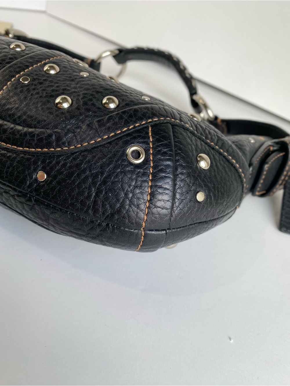Coach Rare Studded Black Demi Soho Bag Shoulder Hobo Y2K - Picture 6 of 16